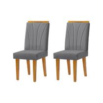 Kit 2 Cadeiras de Jantar Estofada Desmontável Pés em Madeira Maciça Isabel 45cm X 100cm em Suede Cin