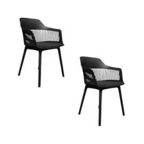 Kit 2 Cadeiras de Jantar Estofada Marcela Montreal 140PP 2 Unidades Preto