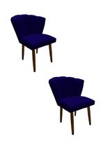 Kit 2 Cadeiras de Jantar Estofada Pétala Tecido Suede Azul Marinho Pés Palito Kimi Design