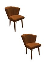 Kit 2 Cadeiras de Jantar Estofada Pétala Tecido Veludo Terracota Pés Palito Kimi Design