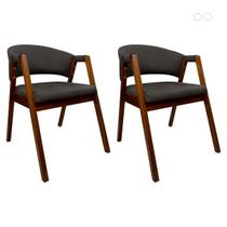 Kit 2 Cadeiras de Jantar Estofada Ravena em Madeira Castanho Monte Rey Marrom Café CCS
