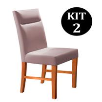 Kit 2 Cadeiras de Jantar Estofada Rosé em Veludo Yastik