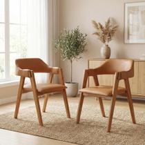 Kit 2 Cadeiras de Jantar Estofadas em Madeira Maciça e material sintético Dalia