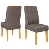 Kit 2 Cadeiras De Jantar Estofadas Lidia Veludo Lunar Cedro Dj Moveis Veludo Lunar Cedro