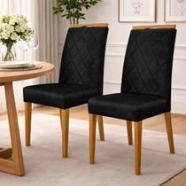 Kit 2 Cadeiras de Jantar Estofadas Madeira Maciça Multimóveis CR15016