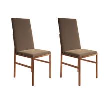 Kit 2 Cadeiras de Jantar Estofadas Mônaco Premium Cobre e Marrom