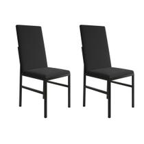 Kit 2 Cadeiras de Jantar Estofadas Mônaco Premium Preta