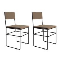 Kit 2 Cadeiras de Jantar Estofadas Veludo Bege Aço Preto Vitoria