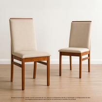 Kit 2 Cadeiras de Jantar Estofadas Veneza Madeira Maciça Eucalipto com Tecido Linho Veludo