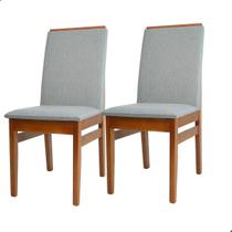 Kit 2 Cadeiras de Jantar Estofadas Veneza Madeira Maciça Eucalipto com Tecido Linho Veludo Kit 2 Cadeiras de Jantar Estofadas Veneza Madeira Maciça Eucalipto com Tecido Linho Veludo