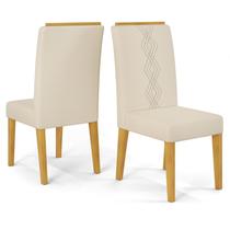 Kit 2 Cadeiras De Jantar Estofadas Yasmin Linho Neve Cedro Dj Moveis Kit 2 Cadeiras De Jantar Estofadas Yasmin Linho Neve Cedro Dj Moveis