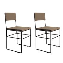 Kit 2 Cadeiras de Jantar Industrial Estofadas Veludo Bege Aço Preto Vitoria