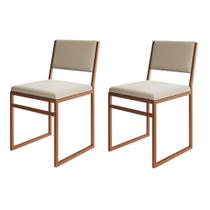 Kit 2 Cadeiras de Jantar Industrial Isa Assento Estofado Veludo Bege Base Cobre - ASTURIAS