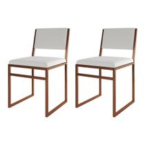 Kit 2 Cadeiras De Jantar Industrial Isa Assento material sintético Branco Base Cobre