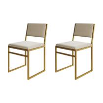 Kit 2 Cadeiras de Jantar Industrial Isa Assento Veludo Bege Base Dourado Kit 2 Cadeiras de Jantar Industrial Isa Assento Veludo Bege Base Dourado