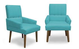 Kit 2 Cadeiras de Jantar Itália Suede Azul Turquesa- Meu Lar Decorações