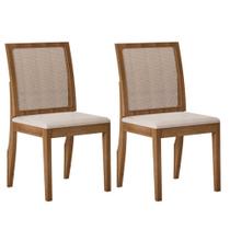 Kit 2 Cadeiras de Jantar Joana N04 Facto Plus Pérola/Ipê - Mpozenato