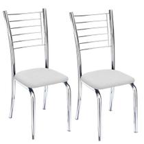 Kit 2 Cadeiras de Jantar Lara cromada para cozinha Assento material sintético branco - Aurora Line