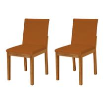 Kit 2 Cadeiras de Jantar Luxo Pérola Estofadas em Veludo Terracota Base Madeira Maciça Mel