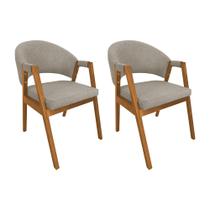 Kit 2 Cadeiras de Jantar Madeira Maciça Cerejeira Premium Helen Linho Bege