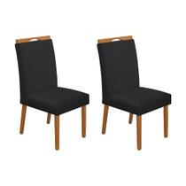 Kit 2 Cadeiras de Jantar Madeira Maciça Cerejeira Premium Heloísa Veludo Preto