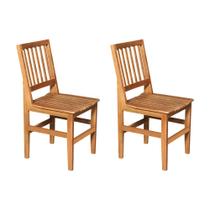 Kit 2 Cadeiras de Jantar Madeira Maciça Ripada Rústica Confort - Castanho