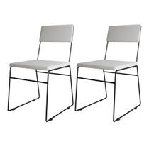 Kit 2 Cadeiras de Jantar Málaga Assento material sintético Branco Base Preto