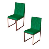 Kit 2 Cadeiras de Jantar Metálica Bronze com Suede Verde Malta - Mafer