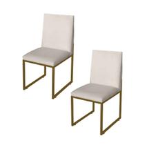 Kit 2 Cadeiras de Jantar Metálica Dourado com Suede Bege Garden - Mafer