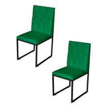 Kit 2 Cadeiras de Jantar Metálica Preto com Suede Verde Malta - Mafer