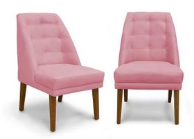 Kit 2 Cadeiras De Jantar Paris Suede Rosa - Meular Decor