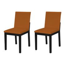 Kit 2 Cadeiras de Jantar Pérola Estofado Liso Veludo Terracota Base Madeira Maciça Preto - HOME NOBRE