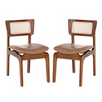 Kit 2 Cadeiras de Jantar Portugal em Madeira Imbuia com Tela Rattan Impermeável Caramelo L85 Kit 2 Cadeiras de Jantar Portugal em Madeira Imbuia com Tela Rattan Impermeável Caramelo L85