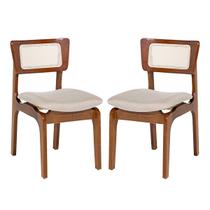 Kit 2 Cadeiras de Jantar Portugal em Madeira Imbuia Encosto Tela Rattan Linho Bege M58 Kit 2 Cadeiras de Jantar Portugal em Madeira Imbuia Encosto Tela Rattan Linho Bege M58