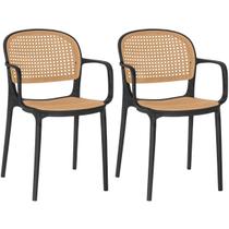 Kit 2 Cadeiras de Jantar Roma Prática com Braços para Sala e Cozinha - Preto