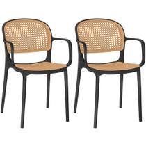 Kit 2 Cadeiras de Jantar Roma Prática com Braços para Sala e Cozinha - Preto