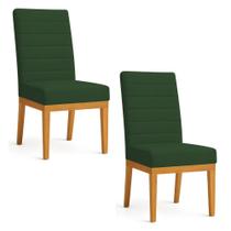 Kit 2 Cadeiras de Jantar Solana Veludo Verde Base de Madeira - Pallazio