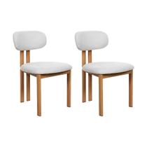 Kit 2 Cadeiras de Jantar Tulipa Estrutura Aço Carbono Laminado Natural com Estofado Linho Cru