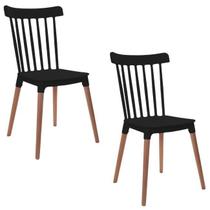 Kit 2 Cadeiras De Jantar Windsor Preta Design Clássico