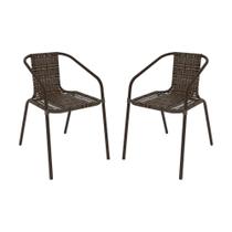 Kit 2 Cadeiras De Jardim Junco Sintético Multimóveis Cr8006 Café Mesclado