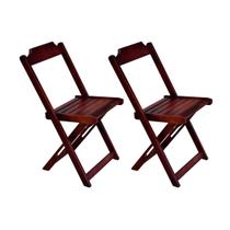 Kit 2 Cadeiras de Madeira Dobravel Imbuia - Móveis Guará