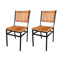 Kit 2 Cadeiras de Madeira e Ferro Maju - Natural