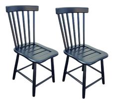 Kit 2 Cadeiras De Madeira Maciça Preta Country Grande Kit 2 Cadeiras De Madeira Maciça Preta Country Grande