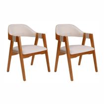 Kit 2 Cadeiras de Madeira Maciça Tauari Estofada e Braço com Corda Náutica Bélgica Espresso Móveis