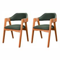 Kit 2 Cadeiras de Madeira Maciça Tauari, Estofada e Braço com Corda Náutica Bélgica Espresso Móveis