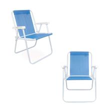 KIT 2 Cadeiras de Praia Aço Mor Sannet Conforto Elevado AZUL
