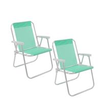 Kit 2 Cadeiras De Praia Alta em Alumínio Verde Mormaii