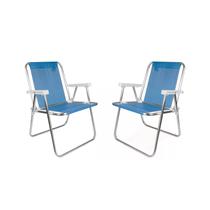 Kit 2 Cadeiras de Praia Alta Sannet Azul-Claro 110kg Mor