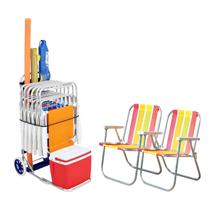 Kit 2 cadeiras de praia + carrinho de mesa em alumínio com - BEL FIX