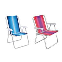 Kit 2 Cadeiras de Praia Mor Alta de Alumínio Dobrável Sortida